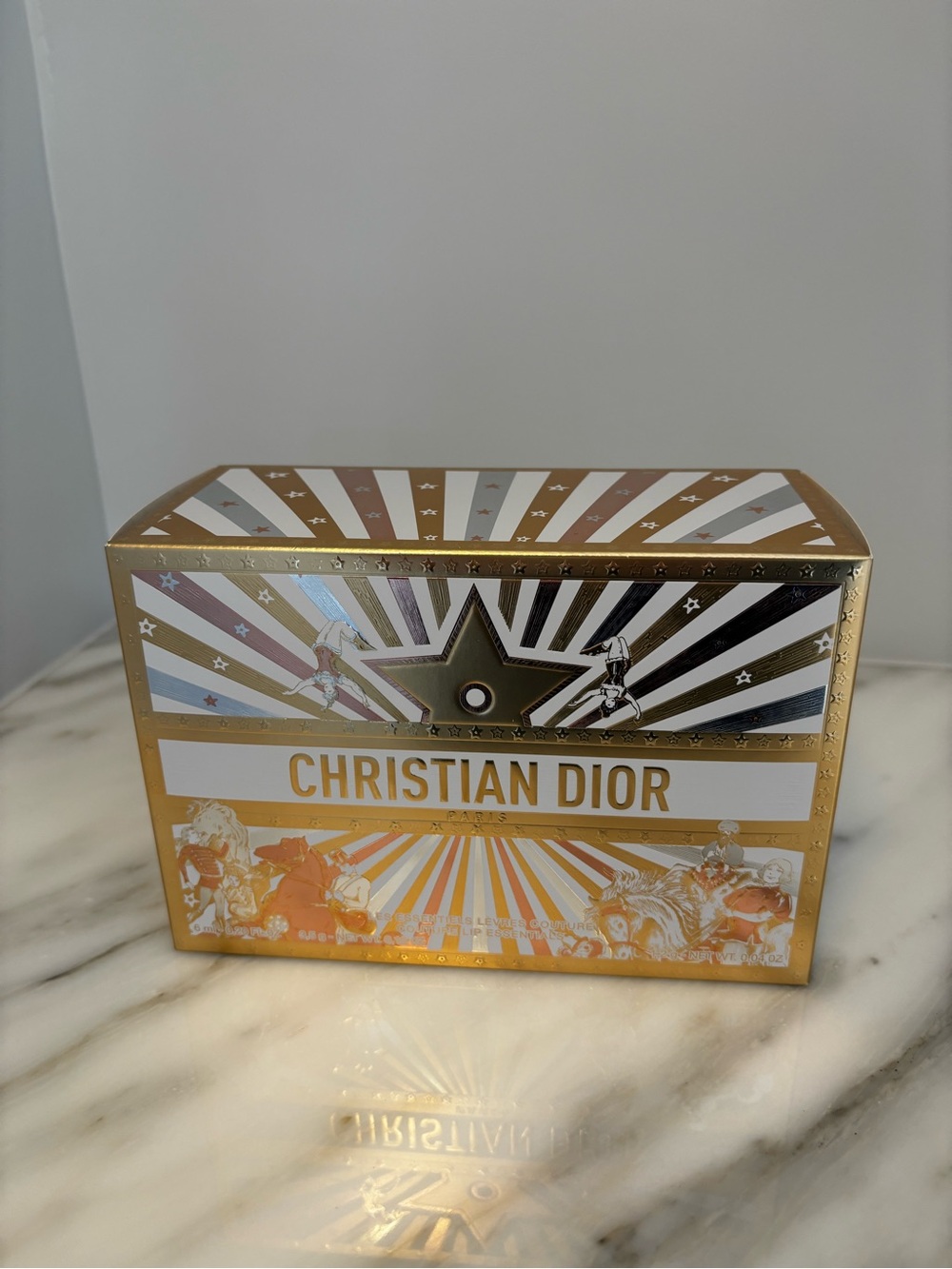Dior Gold and White Decorative Box with Starburst Motif